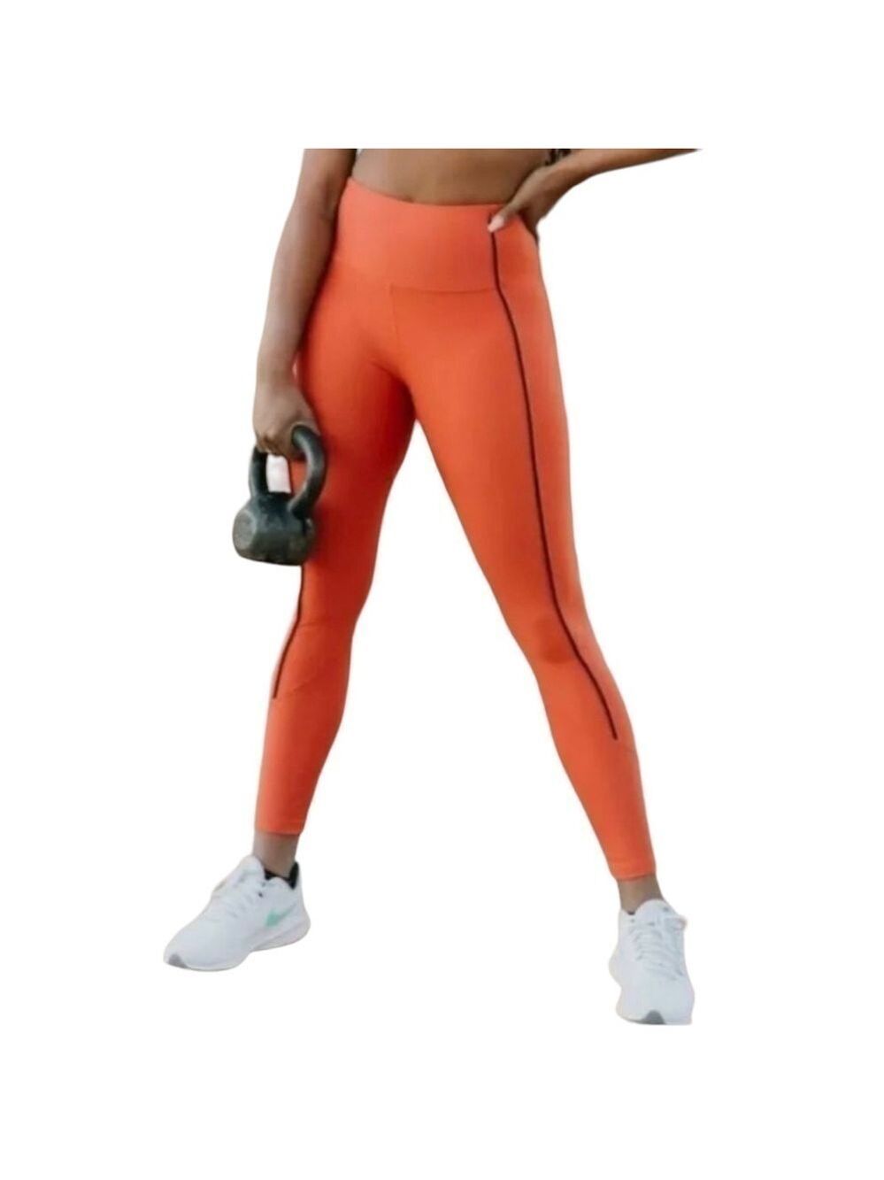 ZYIA Active Burnt Orange Ribbed Leggings Size 8-10